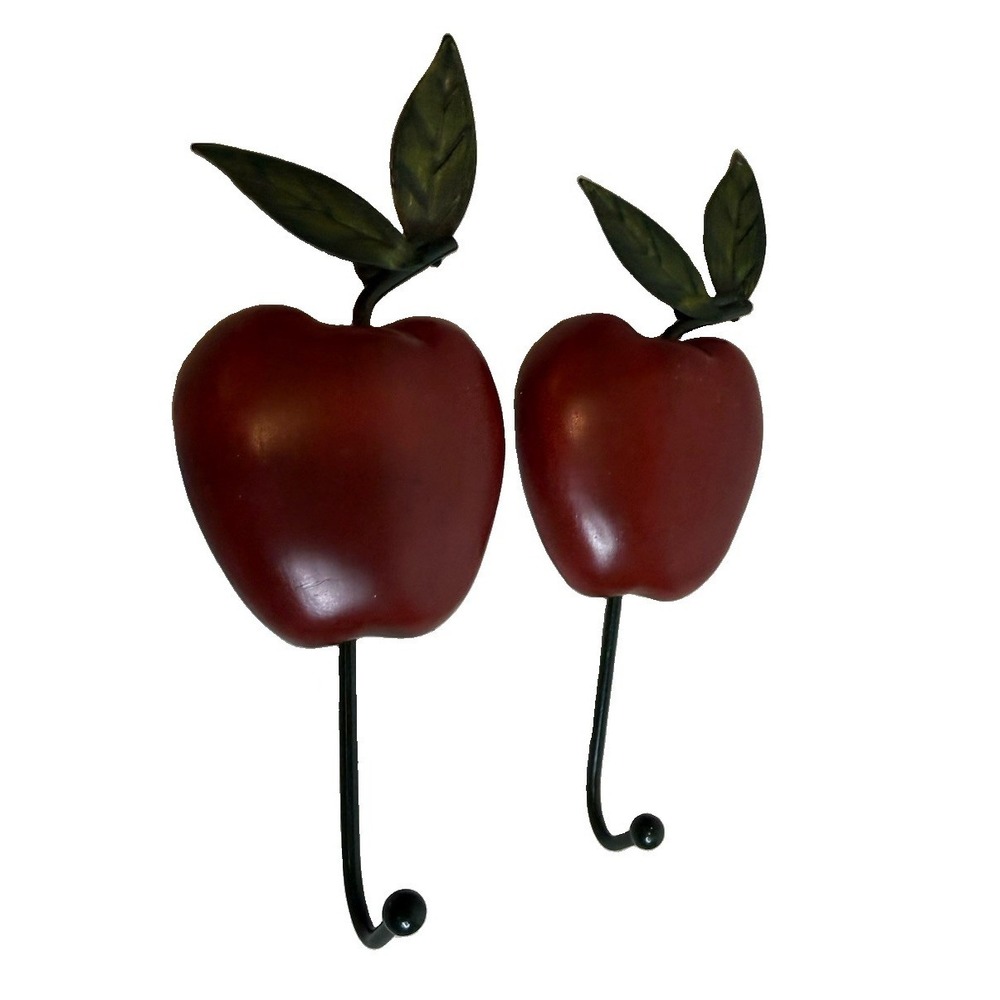 Lot Of 2  Red Apple Wall‎ Hanging Hook Hanger Apron Kitchen Towel